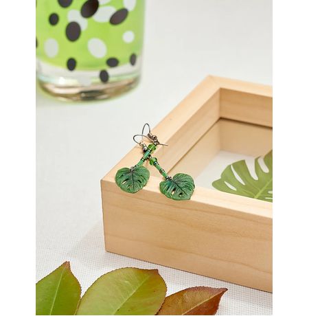 Серьги Монстера на бисере изображение 5