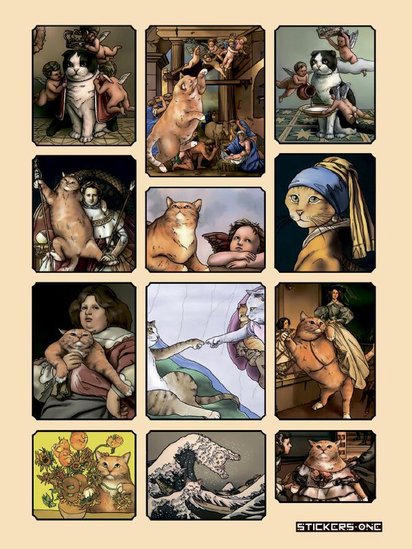 Набор стикеров Кошачье искусство STICKERS.ONE