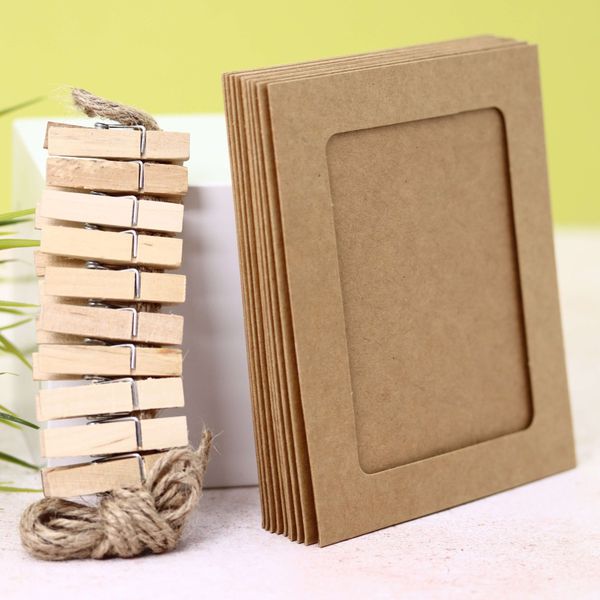 Крафтовые фоторамки Classic крафт с прищепками 9.5 х 11.5 см изображение 3