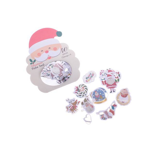 Набор наклеек Новогодние: Санта 40 шт в ассортименте