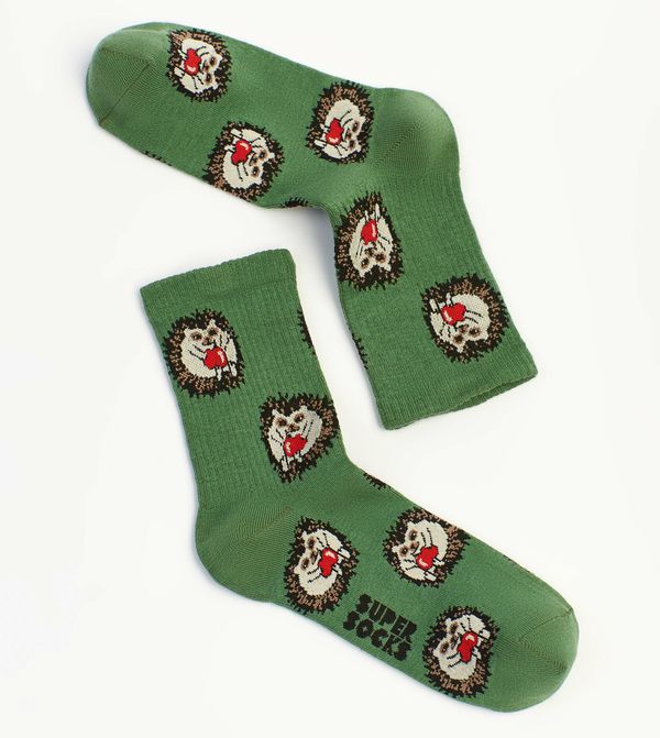 Носки SUPER SOCKS Ёжик паттерн зеленые (размер 35-40)