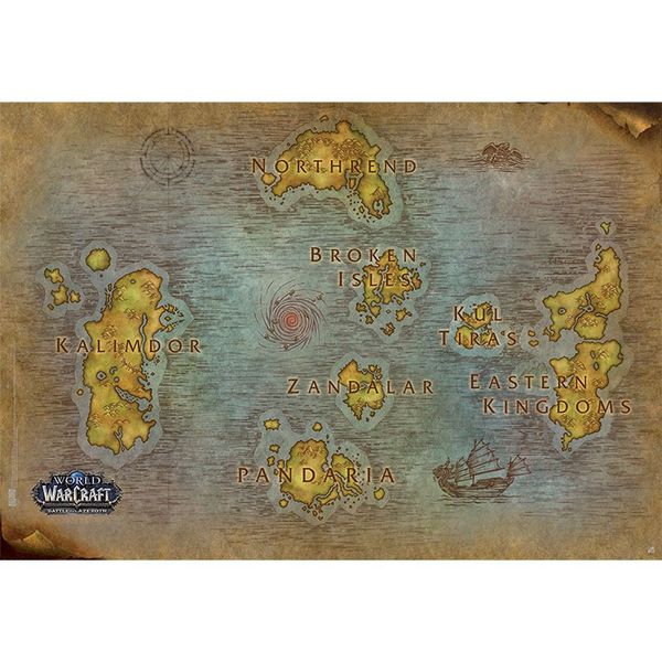 Постер Варкрафт - Карта (World of Warcraft - Map) 92x61 см