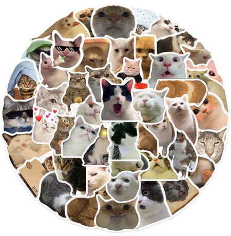 Стикеры Мемные коты, 50 шт