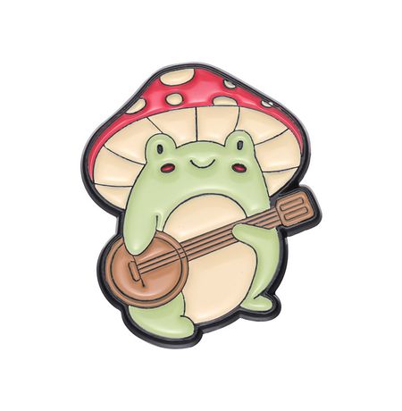 Значок Лягушка-мухомор с банджо (пин, металл)