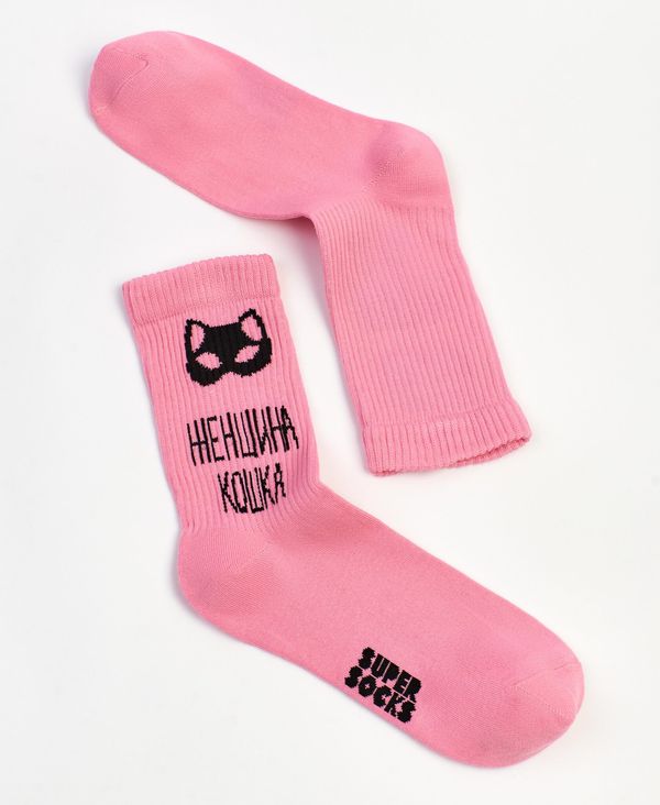 Носки SUPER SOCKS Женщина Кошка розовые (размер 35-40)
