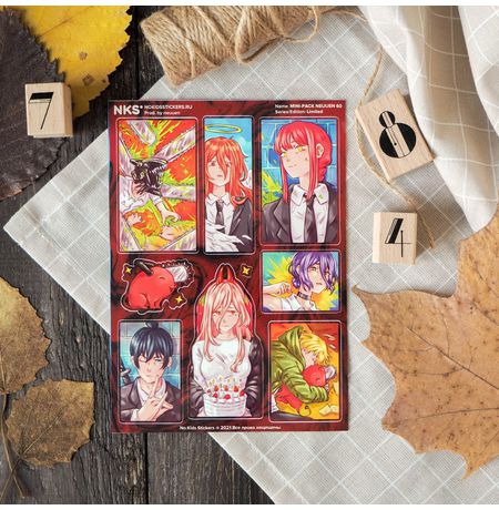 Набор стикеров Человек-бензопила mini No kid's