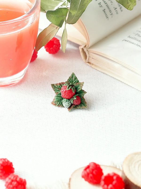 Брошь Малина тройная ягода изображение 4