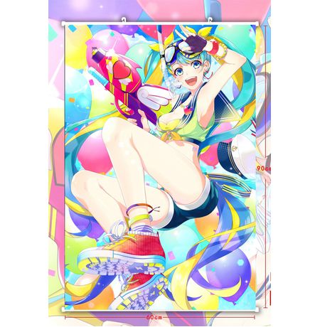 Постер Хатсуне Мику на пляже (Hatsune Miku) 60х90 см ткань