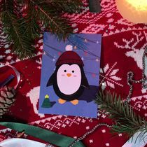 Открытка Пингвин Катей в домике