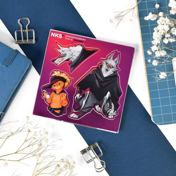 Наклейка Кот в сапогах - Кот и Смерть, стикер NKS card