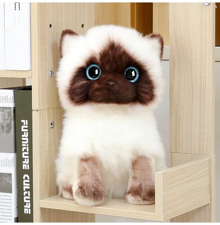 Мягкая игрушка Сиамский кот, пушистный, 17 см