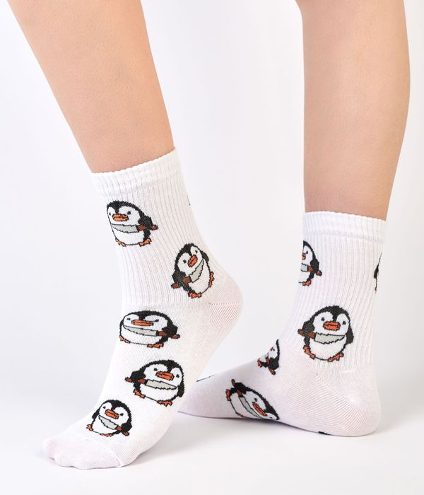 Носки SUPER SOCKS Пингвин, белые (размер 35-40)