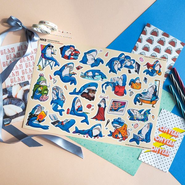 Набор стикеров Акула (Shark) No kid's