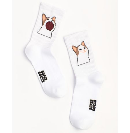 Носки SUPER SOCKS Кот А паттерн белые (размер 35-40)