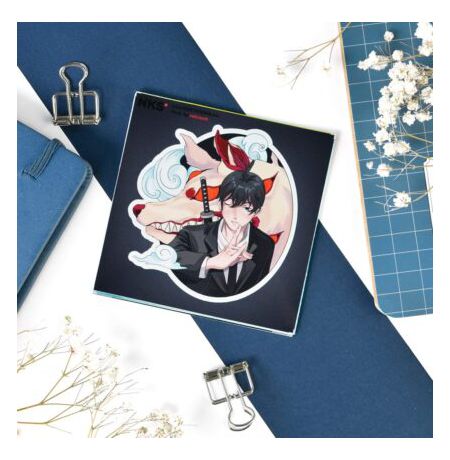 Наклейка Человек-Бензопила - Аки, стикер NKS card