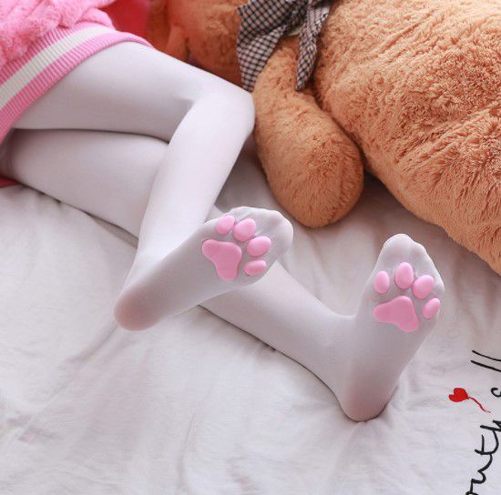 Чулки Кошачьи лапки, белый изображение 2