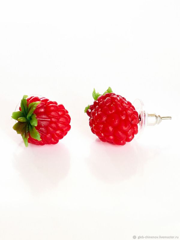 Серьги Малина с чашелистиком, гвоздики