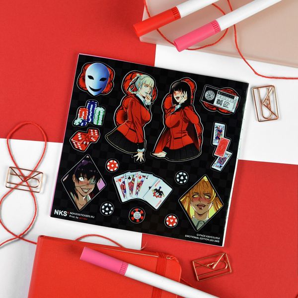 Наклейки Безумный Азарт (Kakegurui), стикеры NKS Q-Pack