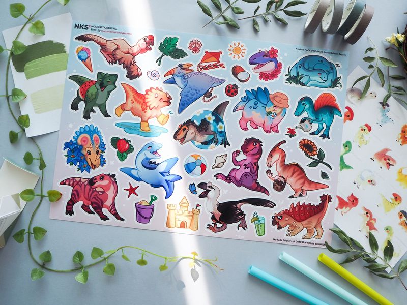 Набор стикеров Динозавтры