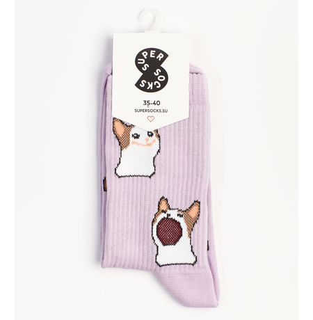 Носки SUPER SOCKS Кот А паттерн фиолетовые (размер 35-40) изображение 2