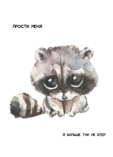 Открытка Енот - Прости меня Art Card 10,4х14,8 см