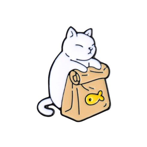 Значок Кот с пакетиком