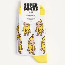 Носки SUPER SOCKS Кот-банан мем - Banana cat (размер 35-40)