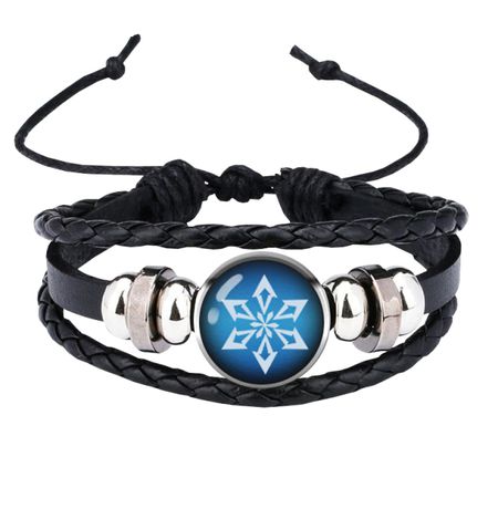 Браслет Геншин Импакт- Глаз бога Крио (Genshin Impact), кожа, светится в темноте