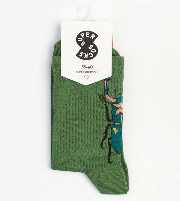 Носки SUPER SOCKS Скарабей, оливковый (размер 35-40) изображение 2