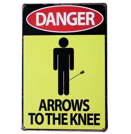 Металлическая табличка Arrows to the knee - Skyrim (Скайрим)