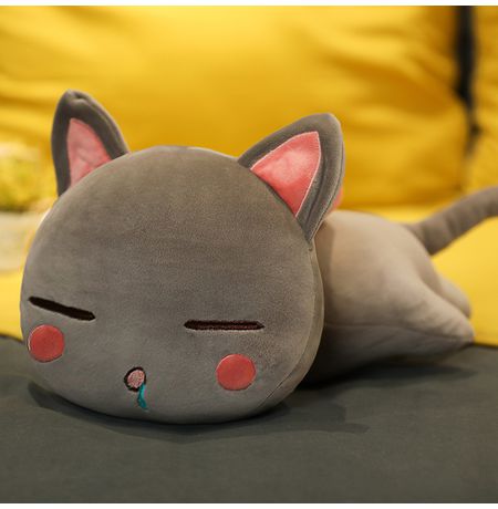 Мягкая игрушка Кот спит серый трогательный