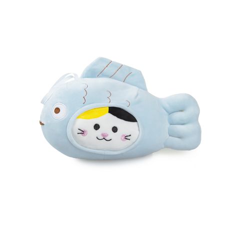 Мягкая игрушка Кот в костюме рыбы, голубой
