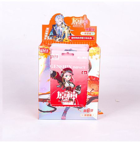 Коллекционные карточки Genshin Impact Premium 5 штук в бустере (Геншин Импакт) Бокс с Казухой