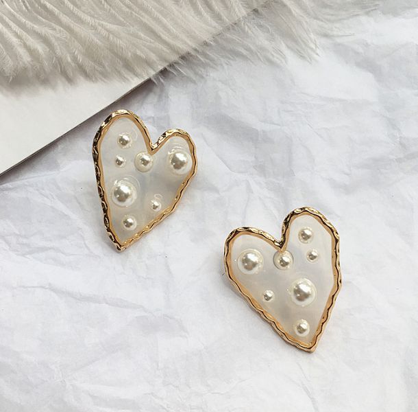 Серьги Сердечки с жемчугом