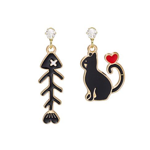 Серьги Котик и рыба