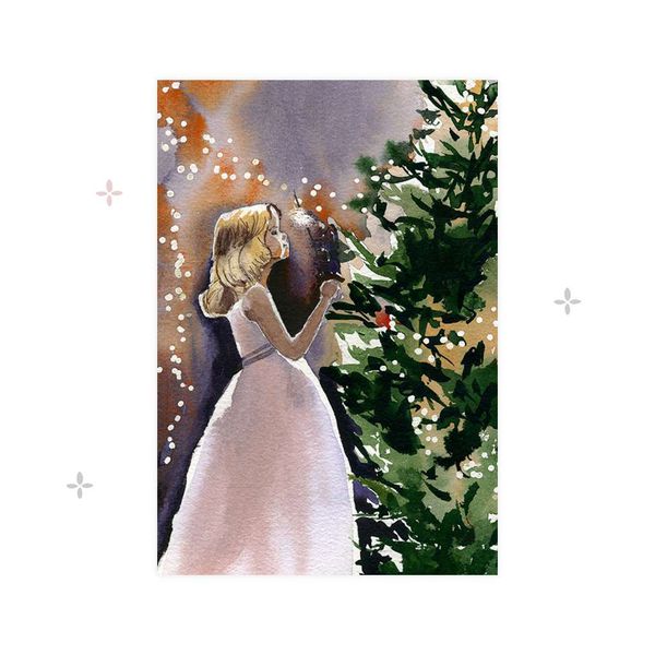 Открытка Девочка у ёлки