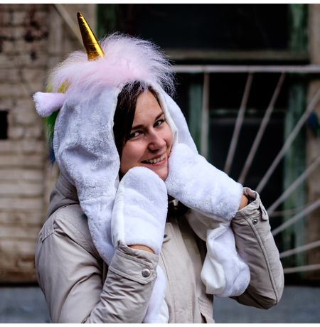 Шапка-шарф Единорог с радужной гривой (Unicorn)