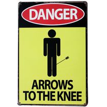 Металлическая табличка Arrows to the knee - Skyrim (Скайрим)
