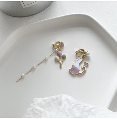 Серьги Кот и воздушные шары, ассиметричные изображение 2