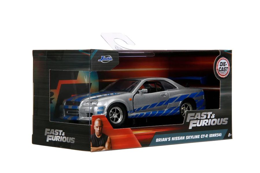 Коллекционная металлическая (Die Cast) модель Brian's Nissan Skyline GTR R34 1:32 (Fast & Furious)