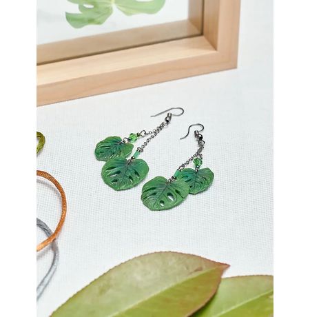 Серьги Монстера на цепочке изображение 2