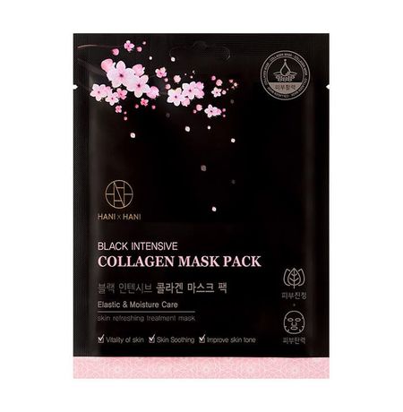 Маска для лица HANIxHANI Black Intensive Collagen Mask, тканевая