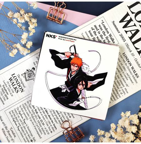 Наклейка Блич - Ичиго и Рукия (Bleach), стикер NKS card