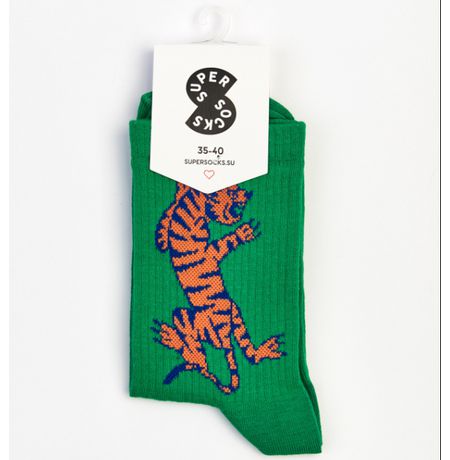 Носки SUPER SOCKS Восточный тигр, зеленый (размер 40-45) изображение 2