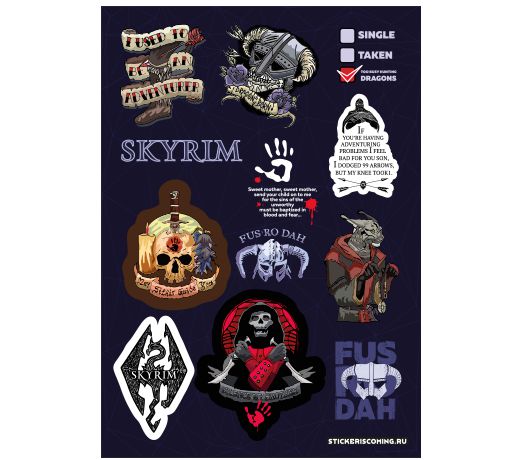 Набор стикеров Скайрим (Skyrim) А5