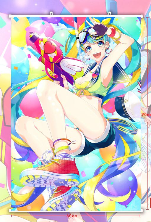 Постер Хатсуне Мику на пляже (Hatsune Miku) 60х90 см ткань