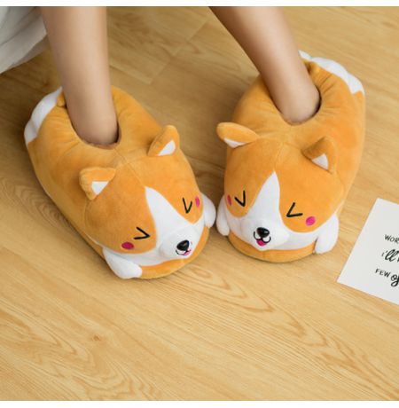 Тапочки Собака - Корги, с задниками