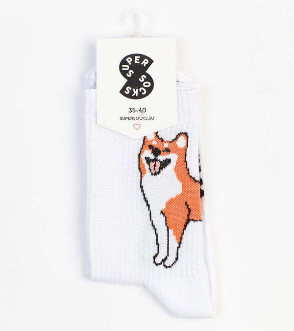 Носки SUPER SOCKS Сиба-Ину, белые (размер 35-40) изображение 2