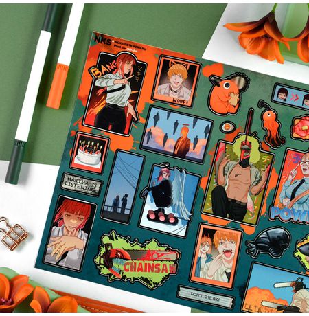 Набор стикеров Человек-Бензопила (Chainsaw Man) No kid's A4 изображение 2