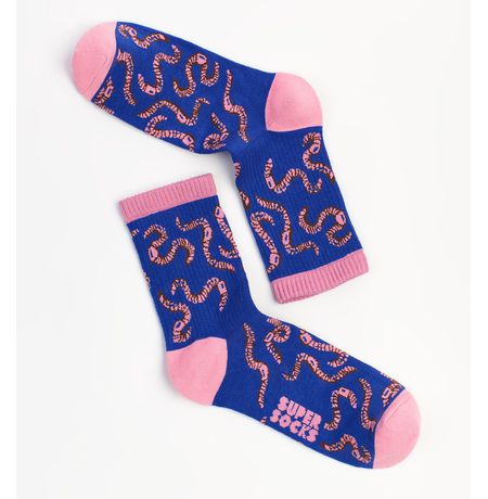 Носки SUPER SOCKS Червяки, синие (размер 35-40)